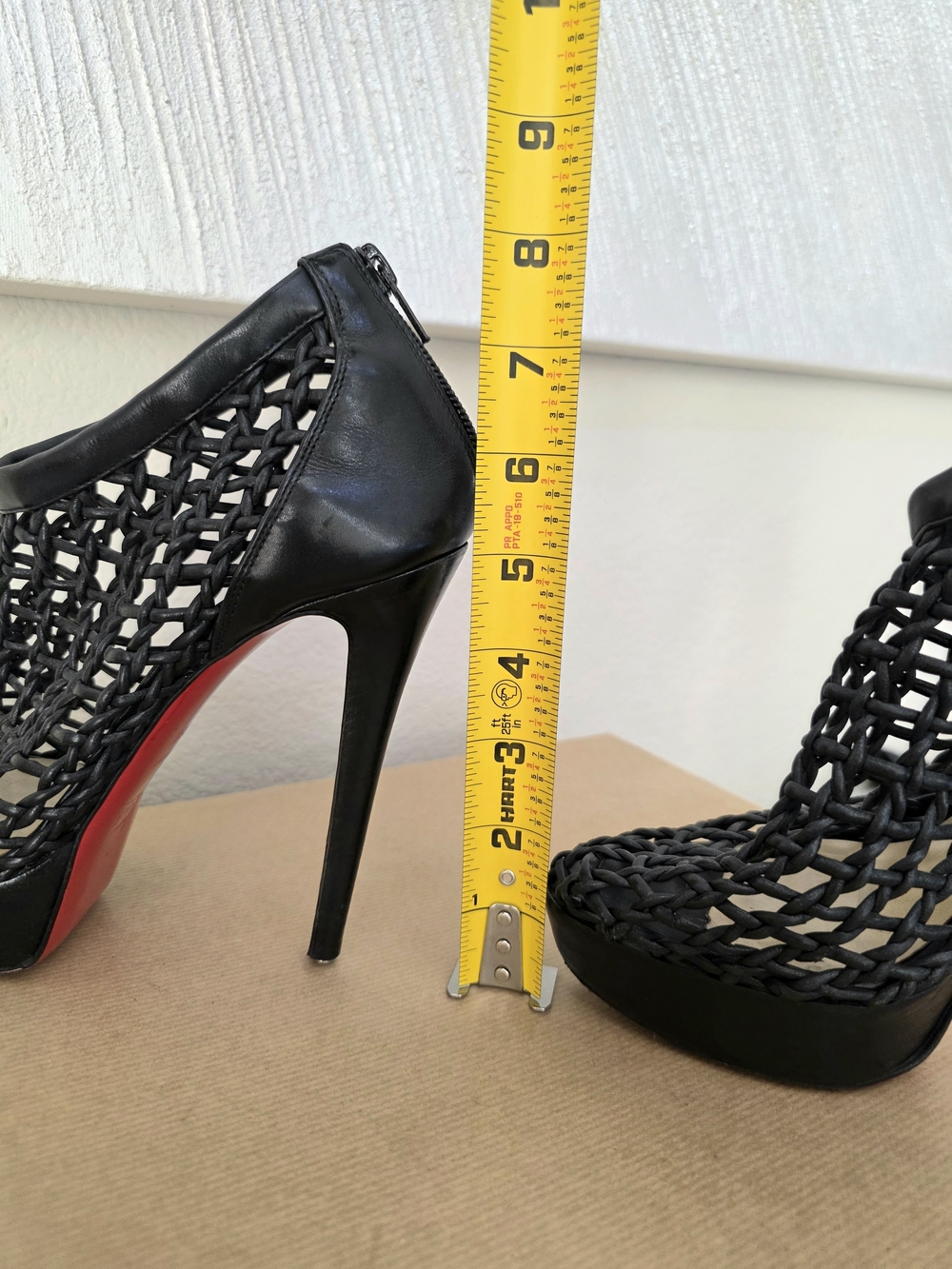 Christian Louboutin Black Leather Caged Ankle Booties Heels EU 38.5 / Fits US 8 - Picture 13 of 14